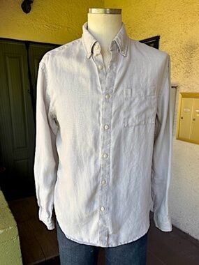 ALEX CRANE Mens Organic French Linen L/S Button Down Shirt EUC/sz L